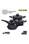 7 Pieces Black Chefart Aluminium Cookware Set Granite Coated Induction Bottom 2.5Mm Body Thickness