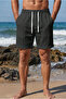 Men's 100% Linen Elastic Lace-Up Summer Shorts – Comfortable Fit Breathable Casual Shorts - 2