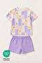 100% Cotton Floral Printed Crew Neck Double Pocket Baby-Child Tshirt Shorts Set - 3
