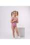 Girl's Pink Ice Cream Patterned Uv Protected Special Production Swimsuit