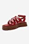 Elsa Red Genuine Leather Multi-Strap Women's Flip-Flop Sandals - 6