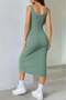 Women's Strappy Square Neck Front Buttoned Midi Camisole Dress - 3