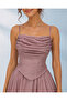 Women's Waist-Corseted Maxi Evening Dress with String Straps - 2