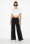 Women's Black Contrast Stripe Detailed High Waist Wide Leg Modal Trousers 2667 60286390 - 3