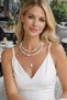 Aquamarine, Calcite, Pink Quartz, and Pearl 3-Piece Necklace Set & Steel Chain - Baroque Pearl Pendant