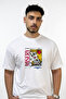 Popart Crying Woman Design Printed Oversize White T-Shirt
