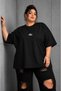 Women's Oversize Basic Minimal Logo Printed T-Shirt Crew Neck Loose Casual Cotton T-Shirt – Black, White, Brown L XL 2XL 3XL 4XL 5XL 6XL 7XL 8XL 9XL