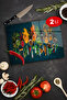 2-Piece Glass Cutting Board with Spice Pattern 25X35 4mm