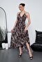 Women's Halter Neck Detailed Backless Slit Long Oversize Dress 260680-260681-260682 - 3