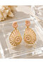 Pink Seashell Patterned Dangle Earrings |   Summer Themed Stylish Women's Earrings |   Gold Plating - 3