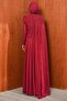 Burgundy Pearl Embroidered Cape Evening Dress - 5