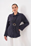 Modal Woven Shirt with Back Belt Fastening and Front Buckle Detail - 6