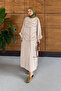 Women's Floral Patterned Linen Hijab Dress - 2