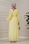 Simay Dress with Ruffle Detail on the Sleeves - Yellow - 4