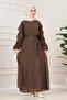 Simay Dress with Ruffle Detail on the Sleeves - Brown - 2