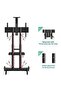 TV Cart Rolling Stand with Lockable Wheels for 55-75 Inch TVs up to 100lbs - Height Adjustable Black - 3
