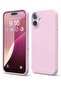 Hot Pink Liquid Silicone Case for iPhone 16 Plus – Slim Shockproof Full Body Protection with Soft Microfiber Lining