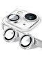 Silver Diamond Camera Lens Protector for iPhone 16/16 Plus – Bling Tempered Glass Cover with Precision Metal Rings