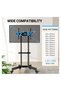Mobile TV Cart with Wheels for 32-65 Inch LCD LED Plasma Flat Screen TVs- Height Adjustable Rolling TV Stand Hold up to 132 lbs- Floor Stand with Tray Max VESA 600x400mm - 2