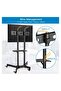 Mobile TV Cart with Wheels for 32-65 Inch LCD LED Plasma Flat Screen TVs - Height Adjustable Rolling TV Stand - 3
