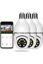 3PCS Wireless Light Bulb Camera Outdoor 360 Degree WiFi Security Dome Cameras, 1080p Night Vision