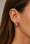 Brass Gold Color Hoop Purple Flower Enamel Women's Earrings - 2