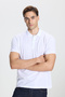 Men's White-White Cotton Slim Fit Polo Collar T-Shirt - 4