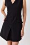 Women's Zero Sleeve Belt Detailed Mini Dress Black - 2