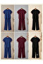Women's Crew Neck Ribbed Detailed Double Set – Short Sleeve Viscose Two Yarn Blouse and Pants Top-Bottom Set - 4