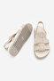 Women's Genuine Leather Ankle Strap Striped Casual Sandals Sovena Beige Suede - 8