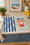 Hello Summer Crab and Fish Striped Marine Summer Patterned Mediterranean 2-Piece Kitchen Towel Set 35X55 - 5