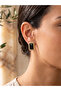 Gold Black Enameled Quadrilateral Twist Earrings - 2