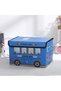 School Bus Storage Box, Foldable with Lid, Blue - 2