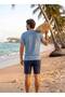 Blue "Free Generation" Printed Relaxed Fit Men's T-Shirt and Navy Blue Shorts Combination Set - 3