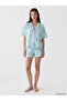 Two Mt Shop Quality Lcw Young Turquoise Combed Cotton Printed Short Sleeve Women's Shorts Pajama Set - 2