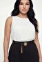 Women's Black Summer High-Waisted Skirt with Belt and Accessory Detail - 3