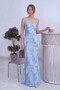 Women's Evening Dress Floral Embossed Maxi Length Adjustable Strap Gown Graduation Dress Baby Blue, Yellow, Burgundy