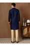Mens Self Design Jacquard Silk Kurta Set - 2