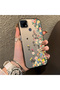 Realme C15 Compatible Silicone Edge Hard Back Case Couple Phone Case with Floral Pattern - 3