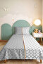 Gray Geometric Modern Pique Set - White Copper Striped Single Seasonal Bedspread 160X220 cm - 2