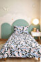 Geometric Pastel Young Room Single Pique Set - Black Blue 160X220 cm Quilted Bedspread - 6