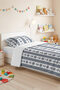 Marine Navy Blue Youth Room Single Pique Set - Striped White 160X220 cm Quilted Bedspread - 2