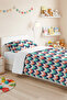 Geometric Navy Blue Youth Room Single Pique Set - Mint Salmon 160X220 cm Quilted Bedspread - 2