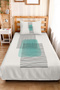 Turquoise Geometric Modern Young Room Single Pique Set - Black Striped 160X220 cm Bedspread - 6