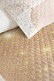 Modern Beige Geometric Single Pique Set - Powder Gold Glitter 160X220 cm Quilted Bedspread - 3