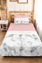 Pink Marble Modern Young Room Single Pique Set - White Gray 160X220 cm Quilted Bedspread - 5