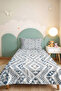 Blue Geometric Modern Pique Set - Bohemian Scandinavian White Gray 160X220 cm Quilted Bedspread - 6