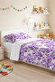 Purple Floral Modern Young Room Single Pique Set - Lilac White 160X220 cm Quilted Bedspread - 4