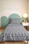 Gray Geometric Modern Young Room Single Pique Set-White Ethnic 160X220 cm Quilted Bedspread - 4