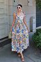 Women's Patterned A-Line Linen Touch Woven Dress with Tie Straps - 2